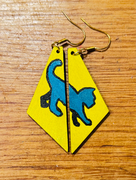 Cute cat wooden earrings