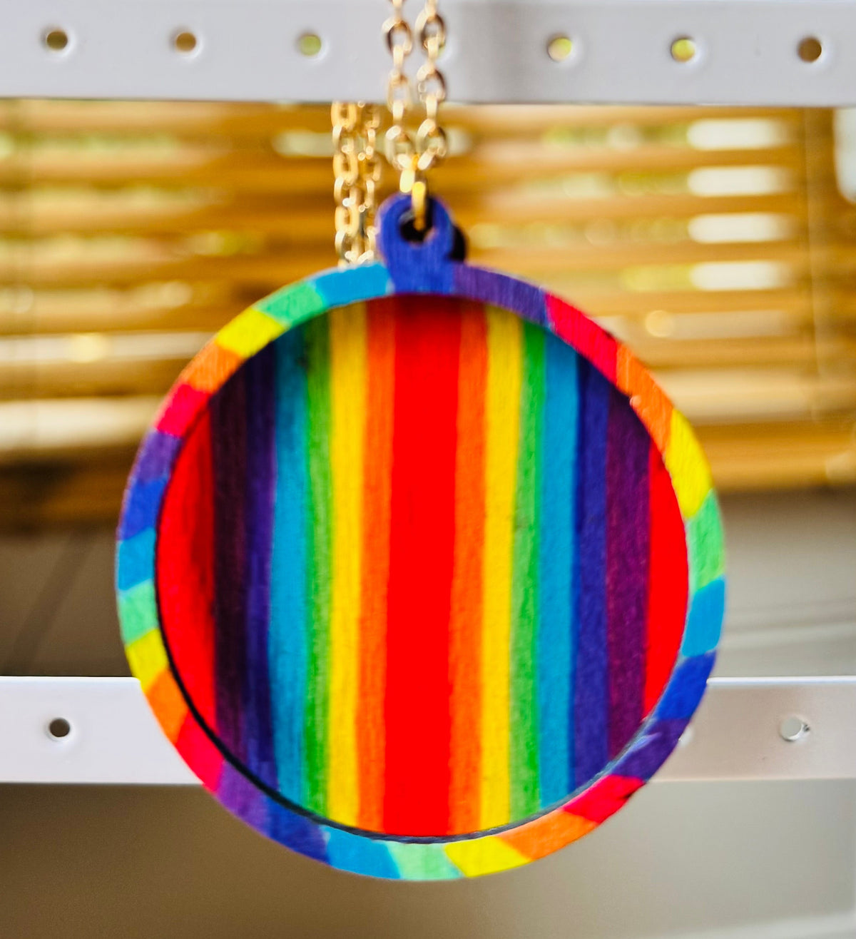 Rainbow wooden necklace pendants