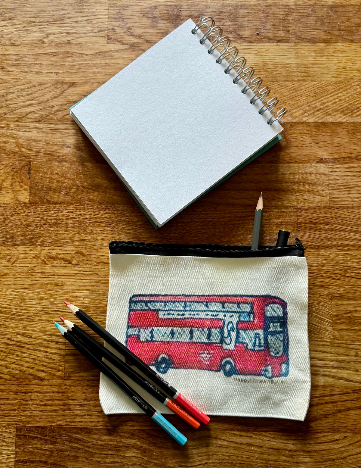 Red double-decker London bus zip-up pencil case/makeup bag